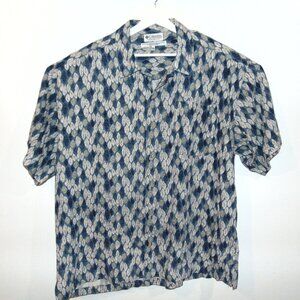 Columbia Men Regular Fit Short Sleeve Shirt XXL Blue Hawaiian Print